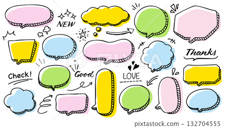 一組三維手繪對話框。 132704555