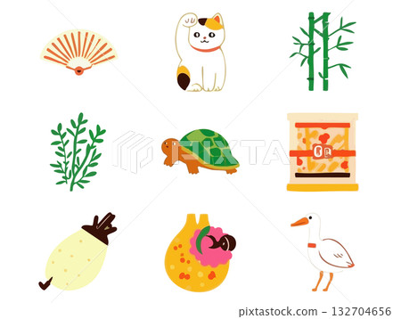 Simple New Year's icon illustration set Simple New Year's icon illustration set 132704656