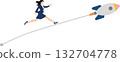 Illustration of a businesswoman starting a new business 132704778