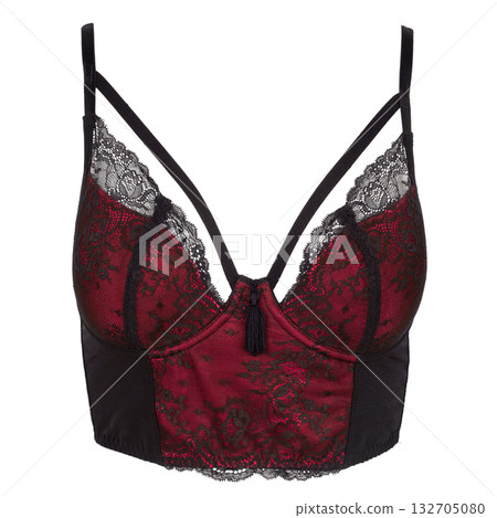 Red and Black Lace Bralette with Straps Red and Black Lace Bralette with Straps 132705080
