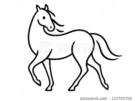 Simple line drawing of a horse (2026 New Year's card material) Simple line drawing of a horse (2026 New Year's card material) 132705708