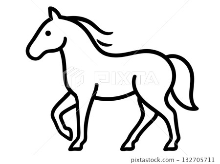 Simple line drawing of a horse (2026 New Year's card material) 132705711