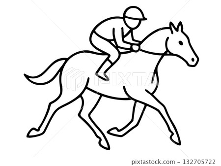 Simple line drawing of a horse (2026 New Year's card material) Simple line drawing of a horse (2026 New Year's card material) 132705722
