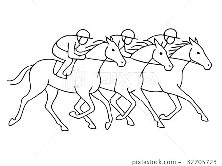 Simple line drawing of a racehorse (2026 New Year's card material) Simple line drawing of a racehorse (2026 New Year's card material) 132705723
