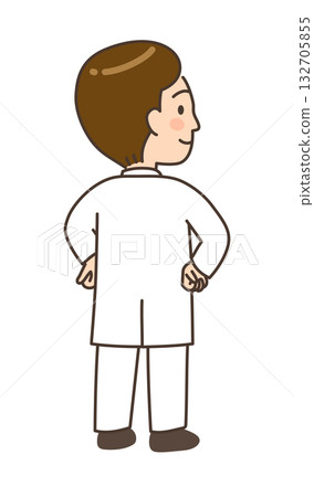 A young male doctor looking back with his hands on his hips A young male doctor looking back with his hands on his hips 132705855