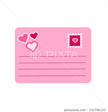 A sweet pink envelope with a pink heart-shaped postage stamp. Perfect for Valentine s Day, romantic messages, invitations, and minimalist postage. 132706120