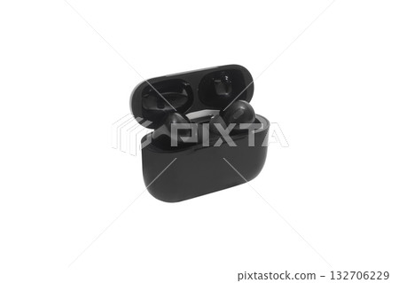 White modern wireless headphones isolated on white background. Copy space White modern wireless headphones isolated on white background. Copy space 132706229