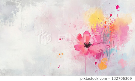 抽象花卉藝術畫，筆觸細膩，色彩暈染柔和，現代而令人印象深刻的抽象畫 132706309