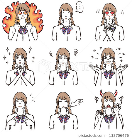 高中女生各種滑稽的表情 高中女生各種滑稽的表情 132706476