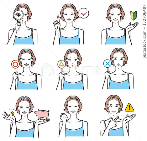 穿著吊帶背心的女性的各種表情 正常 3 穿著吊帶背心的女性的各種表情 正常 3 132706487