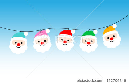 色彩繽紛的聖誕老人花圈插圖 132706846