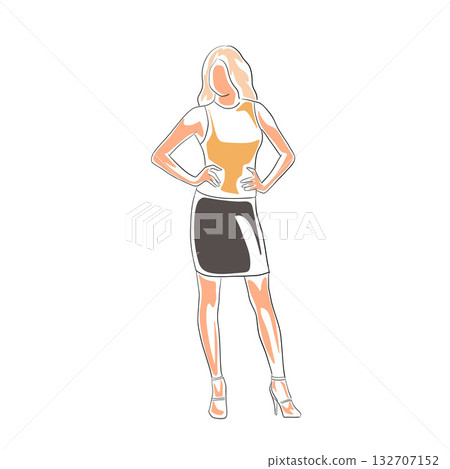 Business woman standing with hands on hips, isolated vector illustration Business woman standing with hands on hips, isolated vector illustration 132707152