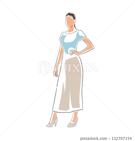 Business woman standing with hand on hip, isolated flat design vector illustration. Business woman standing with hand on hip, isolated flat design vector illustration. 132707154