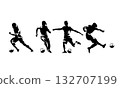 Football, group of soccer players, isolated vector silhouettes. Men and women players 132707199