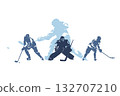 Hockey, ice hockey players, group of vector silhouettes. Set of winter team sport athletes 132707210