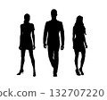 Business people, vector silhouettes of men and women. Team work 132707220
