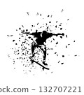 Skateboarding, skateboarder logo. Distorted skateboard trick isolated vector silhouette. Skate park 132707221