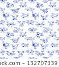 Seamless vector pattern of hand-drawn drones in a playful sketch style. Can be used for wallpaper, pattern fills, textile, web page background, surface textures. 132707339