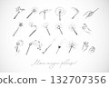 Magic wands and hand gestures with sparkles and stars in a clean vector doodle style on white background 132707356