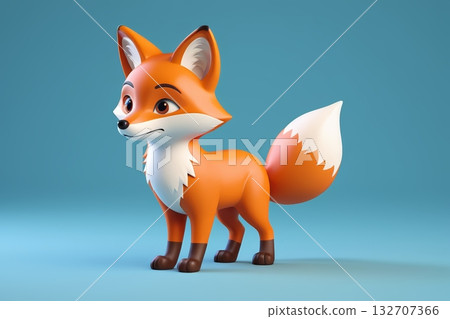 Cartoon fox 3D image material 132707366