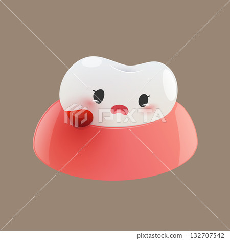 Cartoon illustration of a tooth suffering from bleeding gums. Cartoon illustration of a tooth suffering from bleeding gums. 132707542