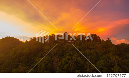 Aerial view of majestic Khao Rang viewpoint at twilight. 132707577