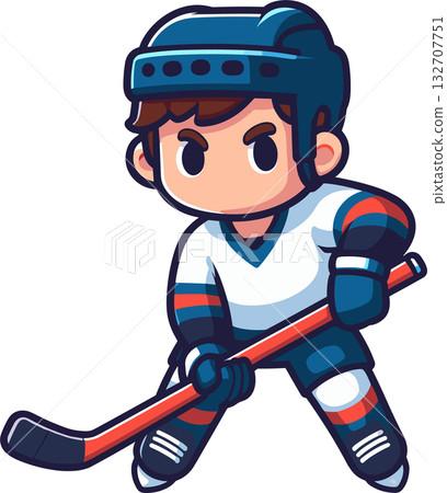 Illustration of an ice hockey player holding a stick 132707751