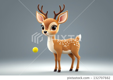 Cartoon deer and yellow ball image 132707882
