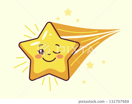 Cute Smiling Star Cartoon Illustration 132707989