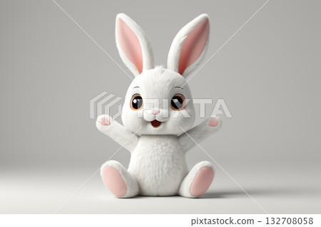 可爱动画兔子张开双臂形象 可爱动画兔子张开双臂形象 132708058