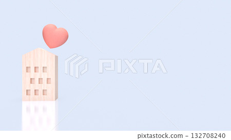 The House and Heart for Family or property concept 3d Rendering. The House and Heart for Family or property concept 3d Rendering. 132708240