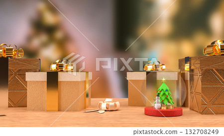 The Snow man and Christmas tree for Holiday or new year concept 3d Rendering. The Snow man and Christmas tree for Holiday or new year concept 3d Rendering. 132708249