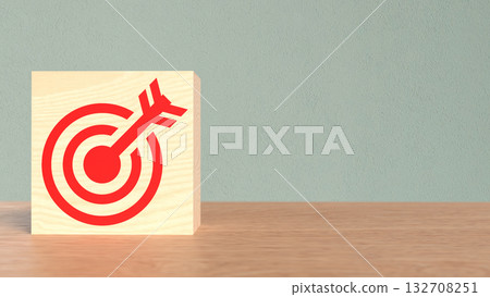 The Red Target on Wood cube for Business concept 3d Rendering. The Red Target on Wood cube for Business concept 3d Rendering. 132708251