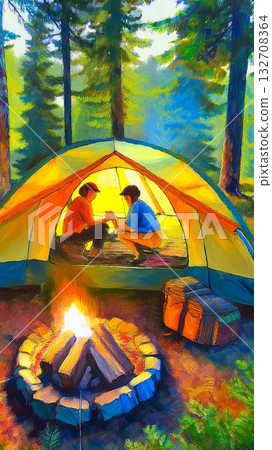 露營主題*智慧型手機背景素材（寬高比 9:16） 132708364