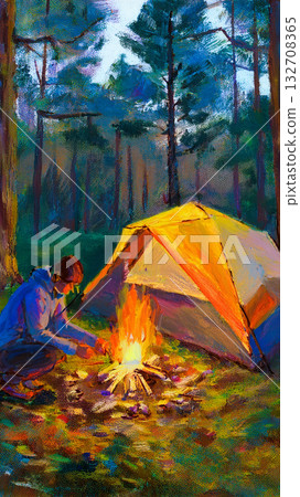 露營主題*智慧型手機背景素材（寬高比 9:16） 132708365