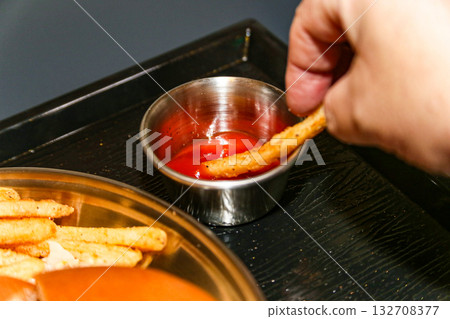 Fast food. Potato French fries Fast food. Potato French fries 132708377