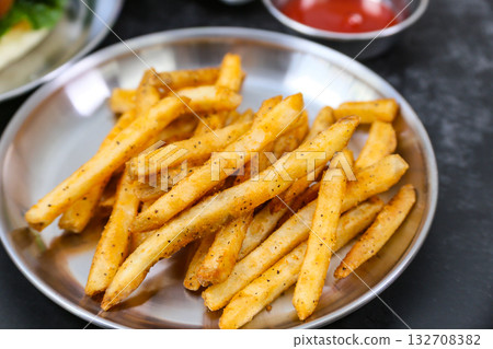 Fast food. Potato French fries Fast food. Potato French fries 132708382