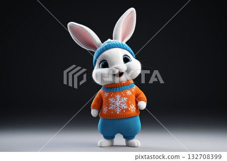 穿冬装的卡通兔子形象素材 穿冬装的卡通兔子形象素材 132708399