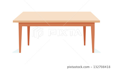 Elegant flat top wooden table with tapered legs adding charm to living rooms cafes 132708418