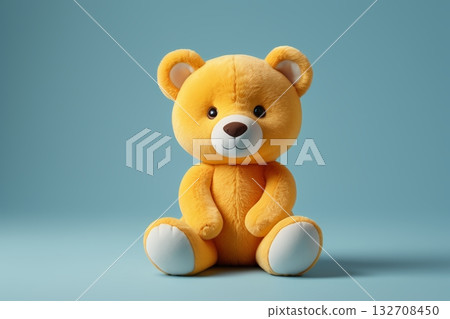黄色毛绒小熊玩具特写 黄色毛绒小熊玩具特写 132708450