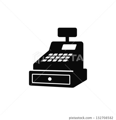 cash register silhouette retail checkout machine isolated on white background 132708582