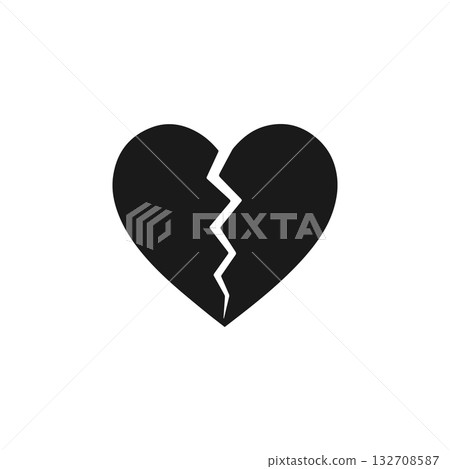 broken heart silhouette black love and heartbreak icon on white background 132708587