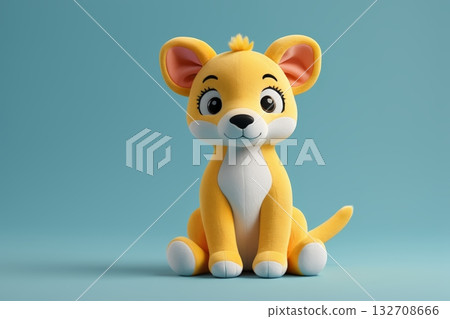 黄色卡通小狗正面形象 黄色卡通小狗正面形象 132708666