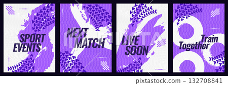 Sports Event Poster Template Collection with Purple and White Brush Strokes and Arrow Symbols. Template for Sport, Fitness, Workout, Gym, Brochure, Invitation, Festival, or Music Event Sports Event Poster Template Collection with Purple and White Brush Strokes and Arrow Symbols. Template for Sport, Fitness, Workout, Gym, Brochure, Invitation, Festival, or Music Event 132708841