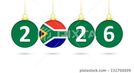 South Africa Flag Christmas Balls 2026 Decoration. South Africa Flag Christmas Balls 2026 Decoration. 132708899