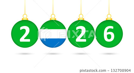 Sierra Leone Flag Christmas Balls 2026 Decoration. 132708904