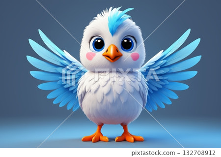 可爱卡通小鸟张开翅膀 可爱卡通小鸟张开翅膀 132708912