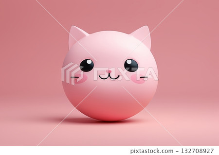 粉色卡通猫形球体 132708927