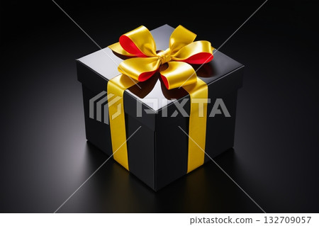 黑色礼品盒配金色丝带 132709057