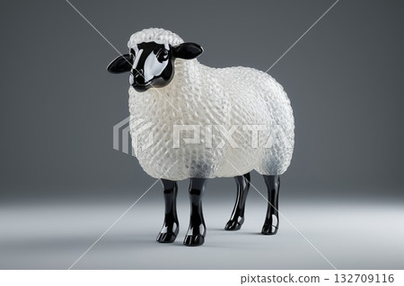 白色绵羊工艺品摆件特写 132709116